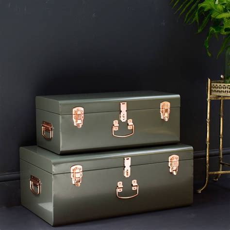 Set Of Two Metal Storage Trunks 